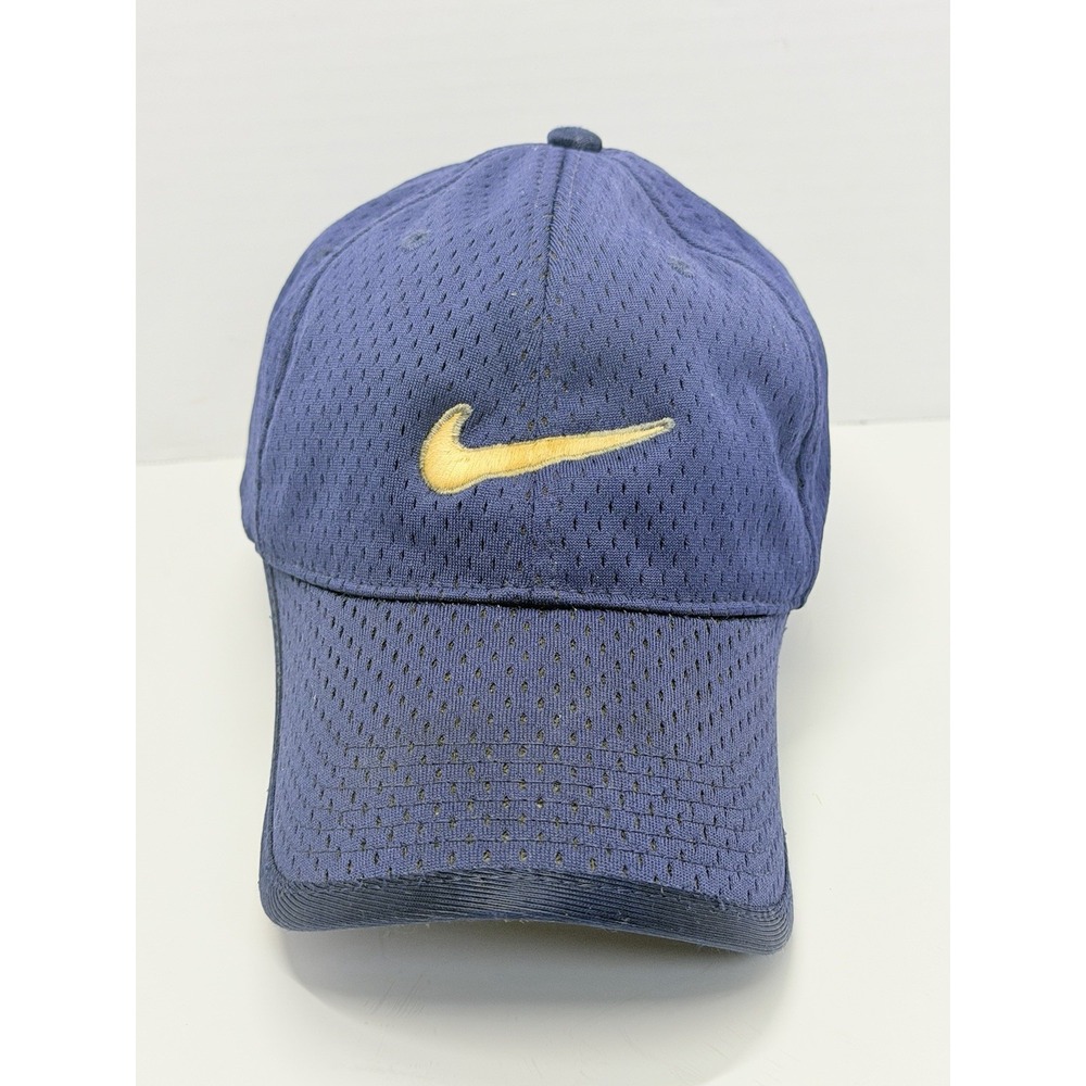 Vintage 2005 Nike Mesh Hat OSFA Blue Yellow Swoosh Just Do It Strapback